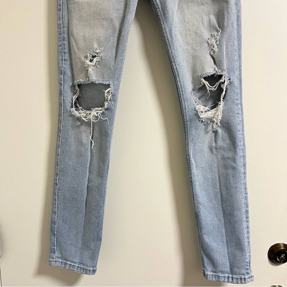 TOPMAN Stretch Skinny Distressed Jeans Light Blue 30x30 - Picture 4 of 9